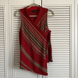 Ralph Lauren asymmetrical woven wrap top with suede tie. Size M
